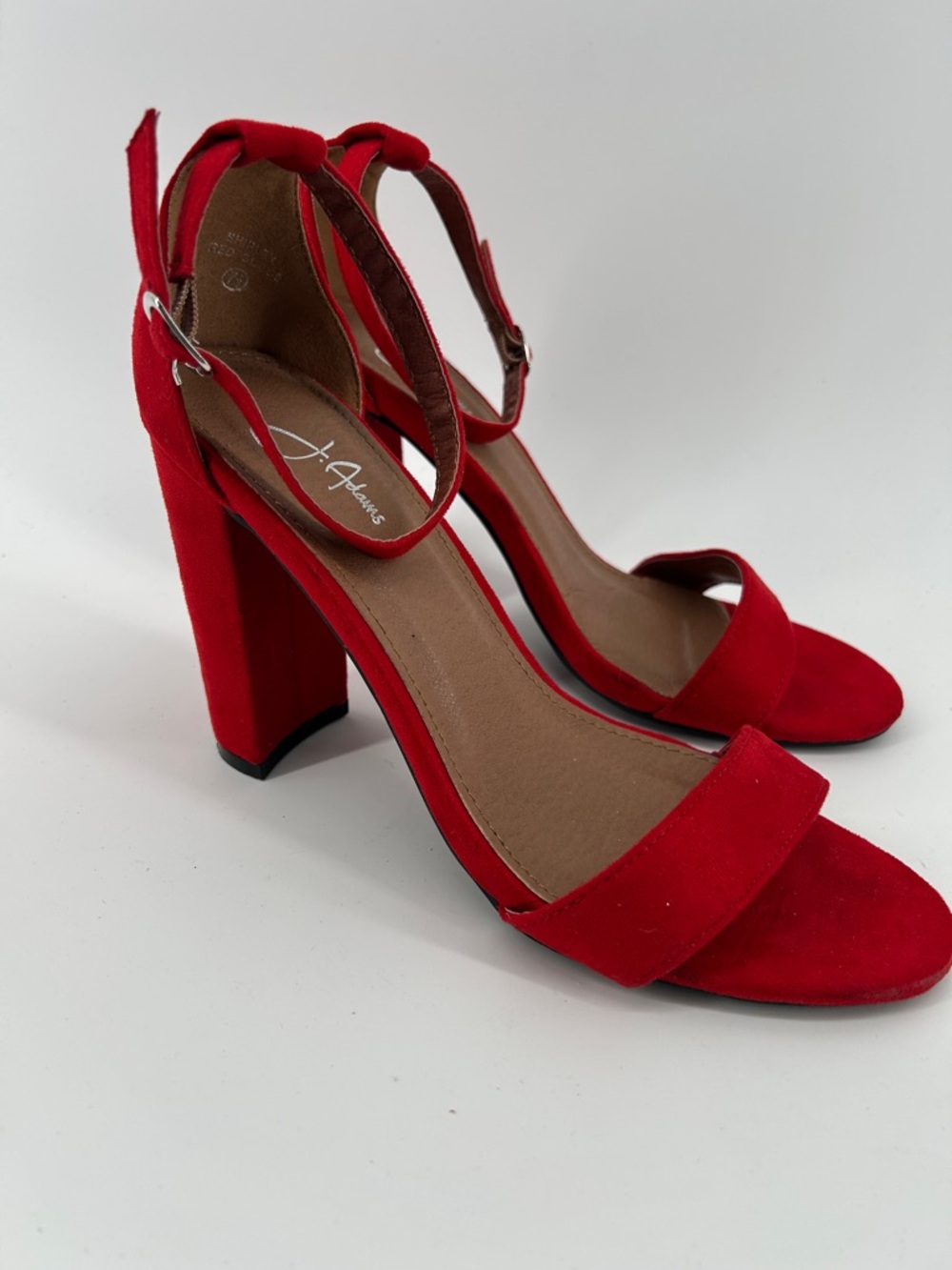Jay Adams size 7.5 red strapped 3" heels